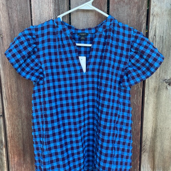 Ann Taylor Factory Tops - **NWT** Ann Taylor Factory Gingham Short Sleeve Blouse Size Medium